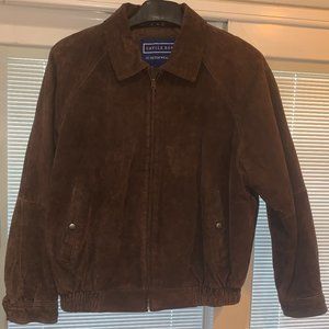 Savile Row Outerwear Vintage 100% Brown Leather Suede Bomber Style Jacket Medium